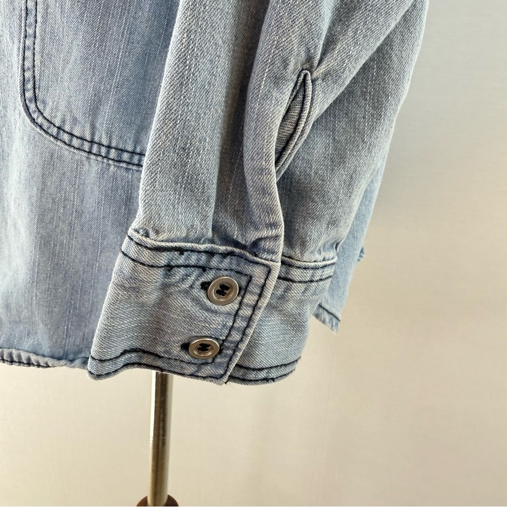 Light Blue Denim Pullover Utility Jacket - image 6